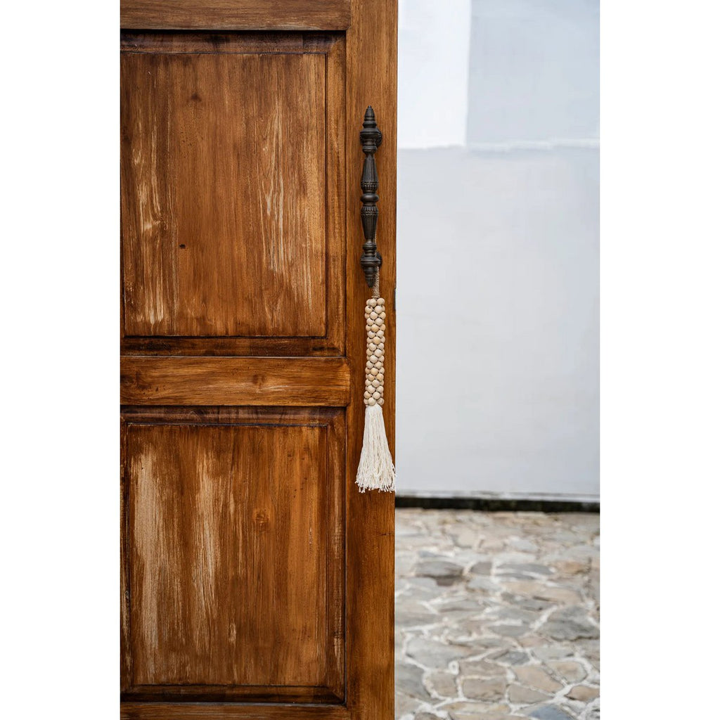 The Wooden Beads with Cotton Tassel - Natural White - LUXONAS HOME