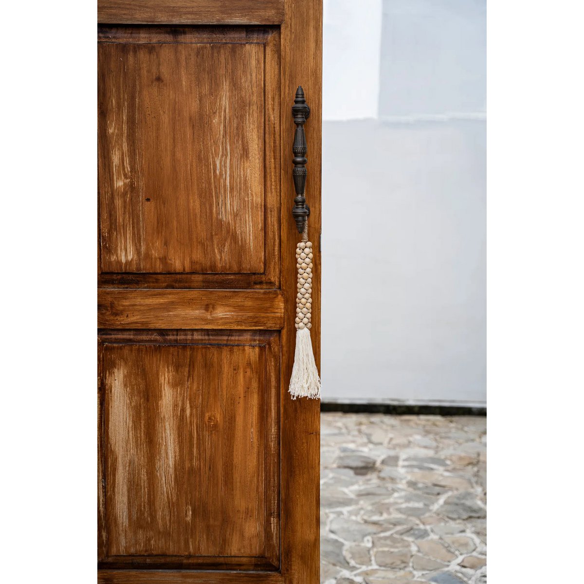 The Wooden Beads with Cotton Tassel - Natural White - LUXONAS HOME