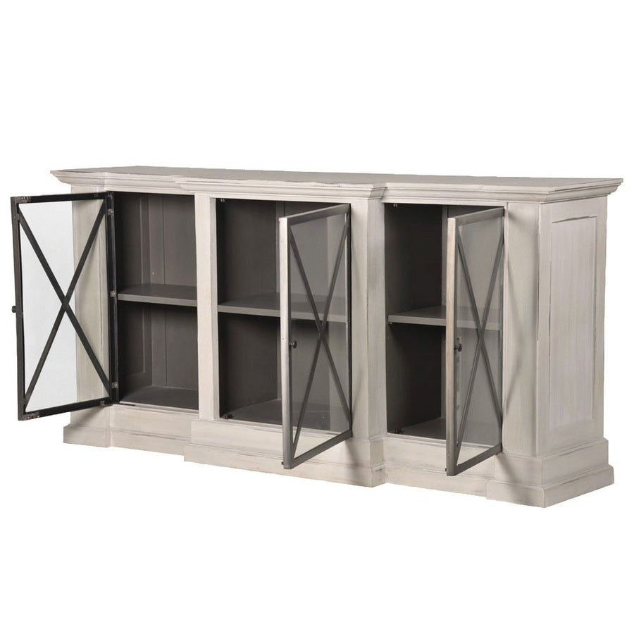 Threefront Greywash Sideboard with Iron and Mahogany-MDF-Plywood Construction