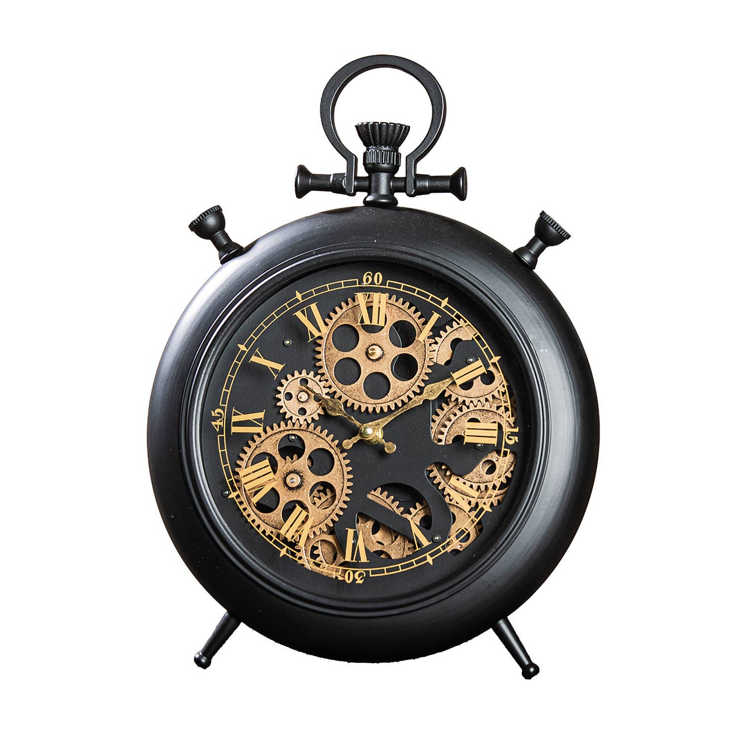 Torno Round Table Clock with Cogwheel Design - LUXONAS HOME