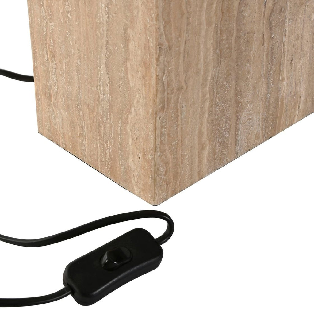 Travertine Base Table Lamp w/Linen Shade - LUXONAS