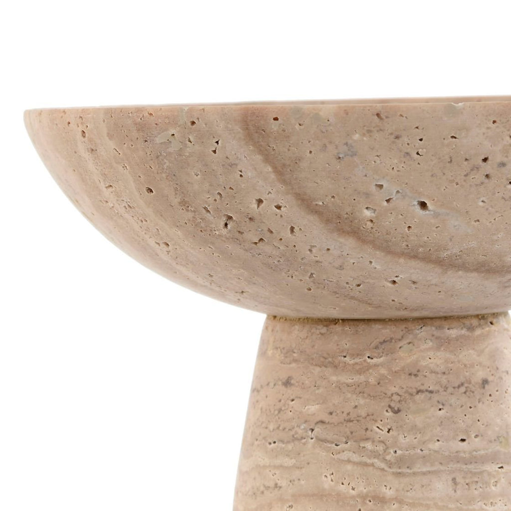 Travertine Bowl on Stem - LUXONAS