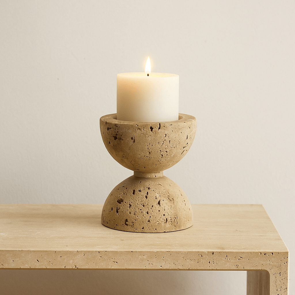 Travertine Candle Holder - LUXONAS