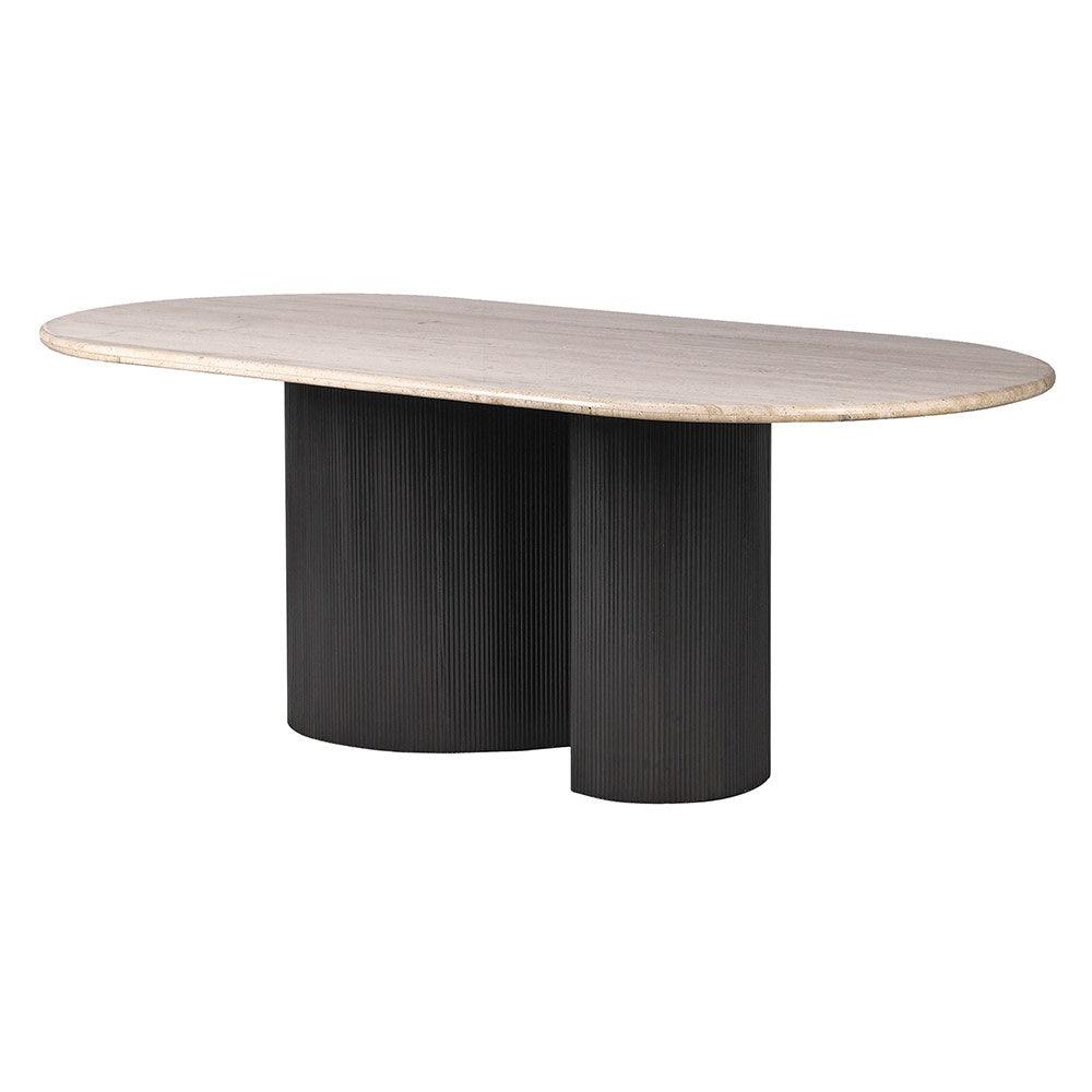 Travertine Curve Top Dining Table - LUXONAS