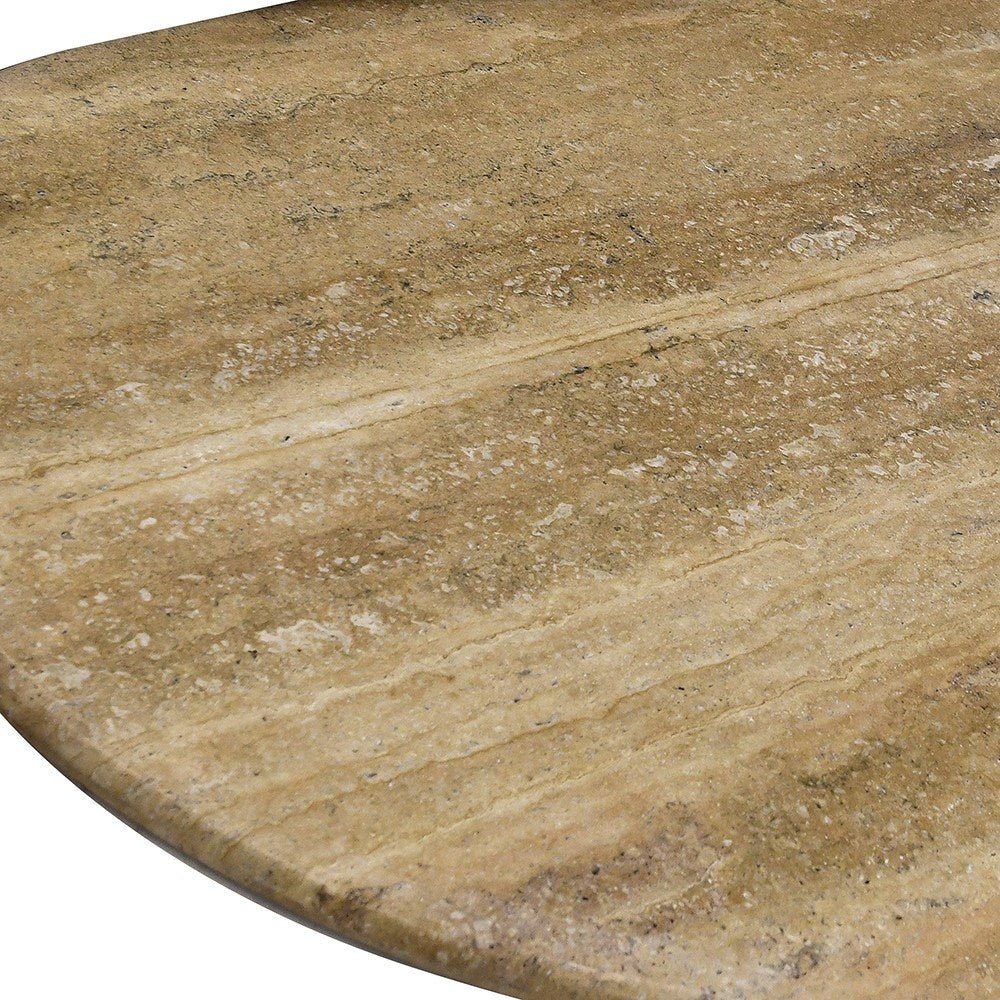 Travertine Curve Top Dining Table - LUXONAS
