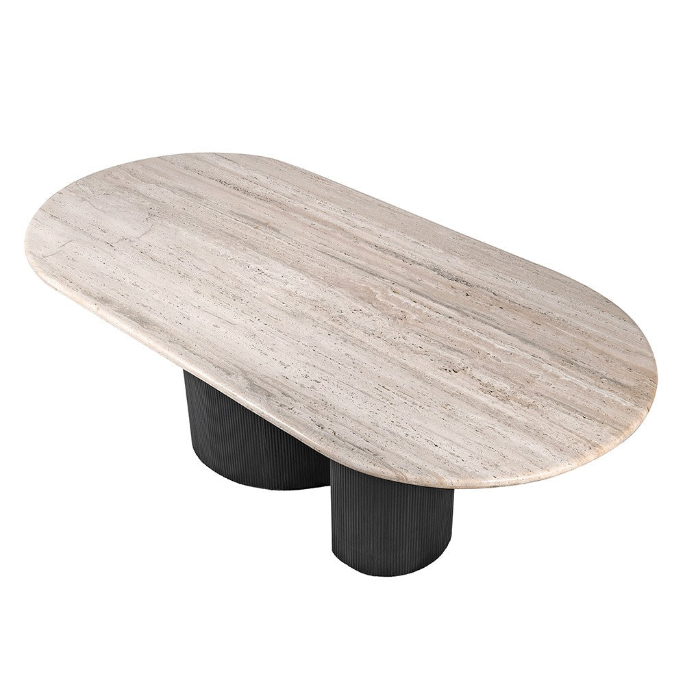 Travertine Curve Top Dining Table - LUXONAS