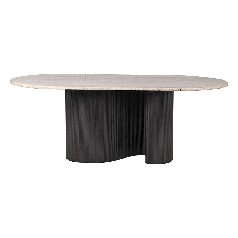 Travertine Curve Top Dining Table - LUXONAS