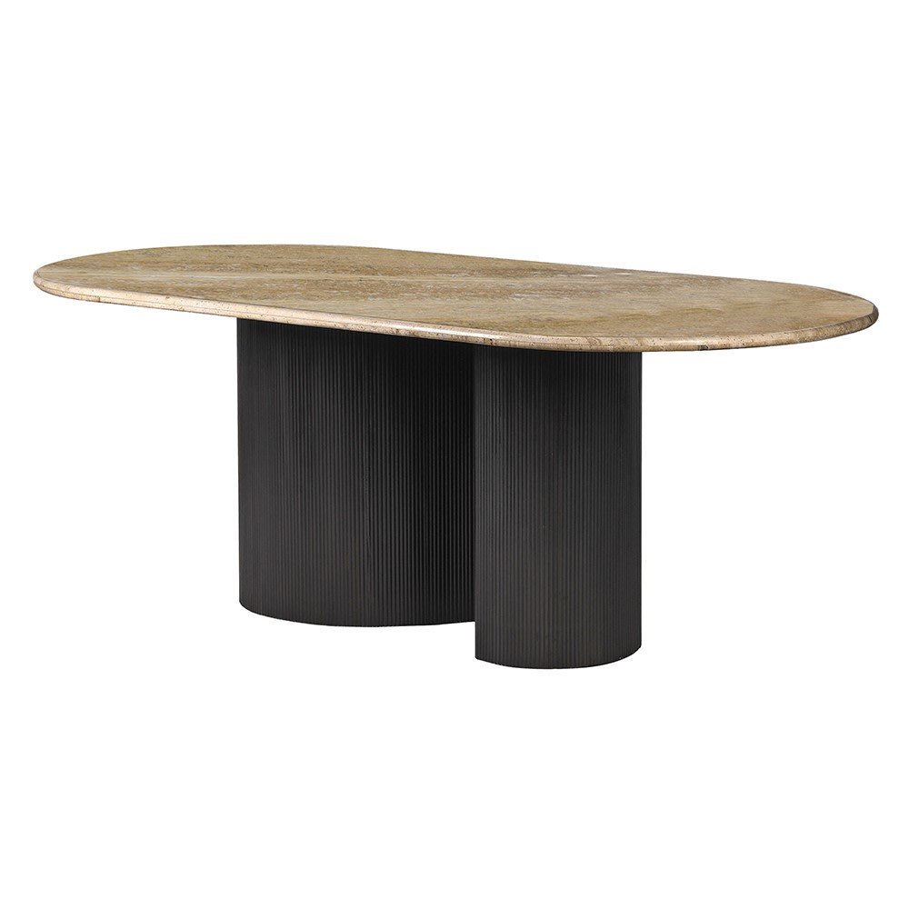 Travertine Curve Top Dining Table - LUXONAS