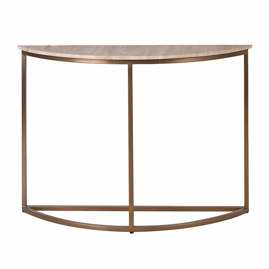 Travertine Demi-lune Console Table