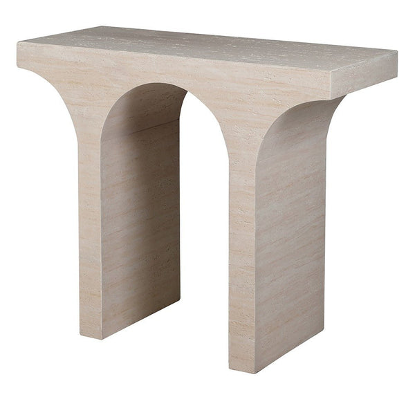 Travertine Effect Arch Console Table