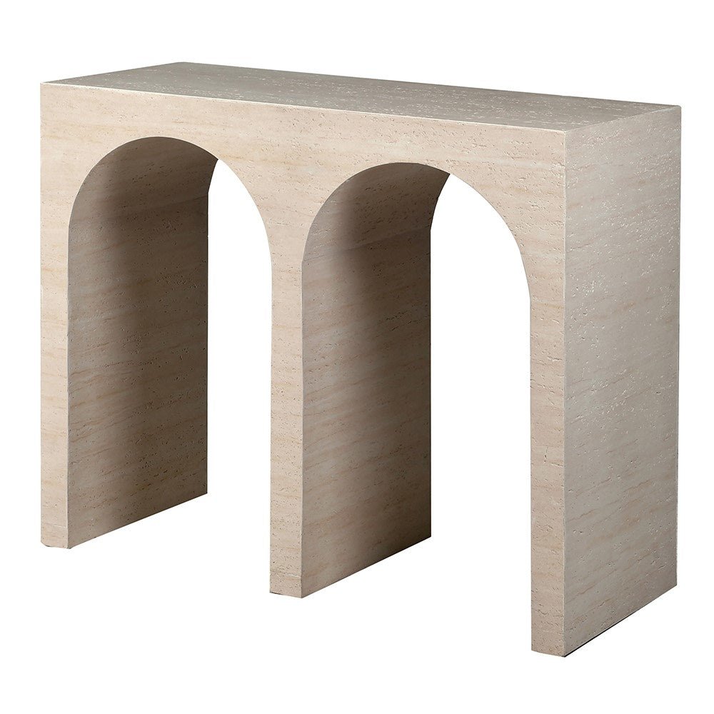 Travertine Effect Double Arch Console Table - LUXONAS