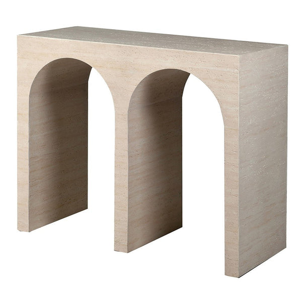 Travertine Effect Double Arch Console Table