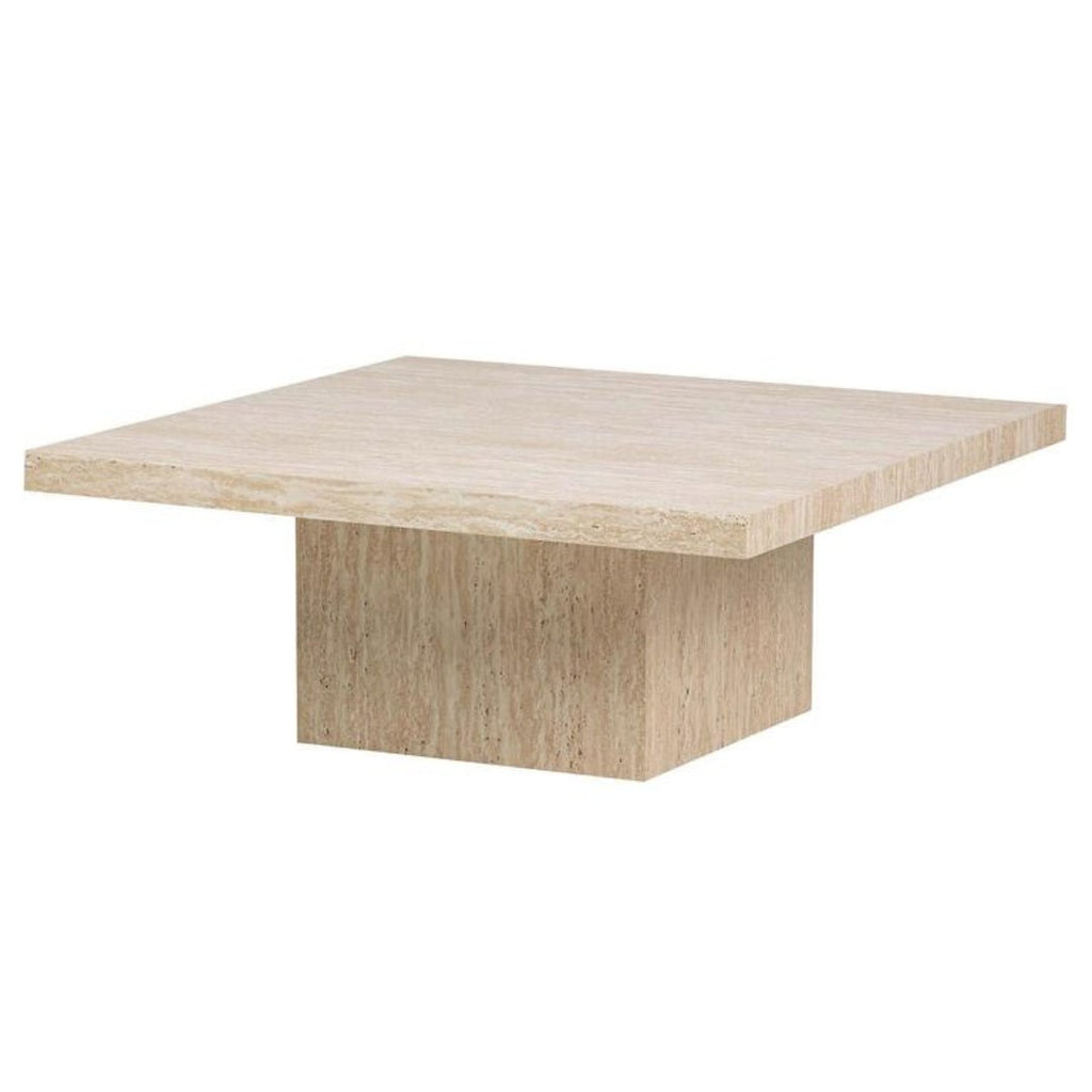Stylish Travertine Effect Low Square Coffee Table