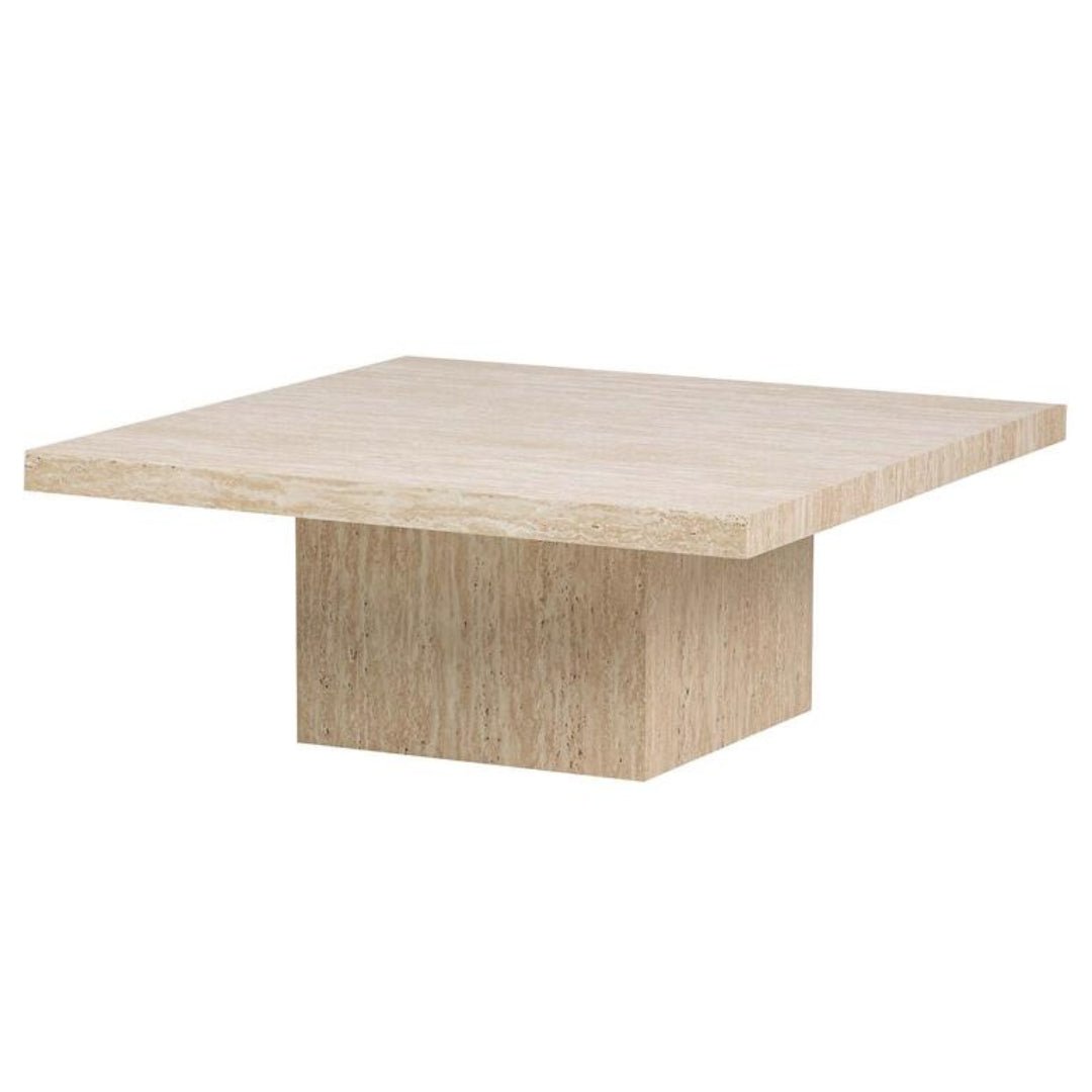 Stylish Travertine Effect Low Square Coffee Table