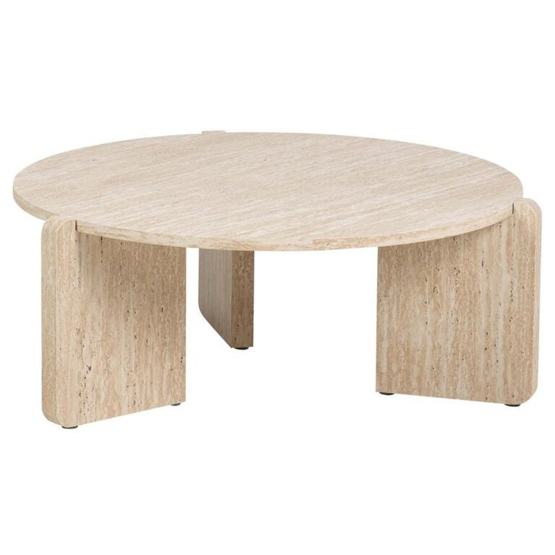 Travertine Effect Round Low Coffee Table