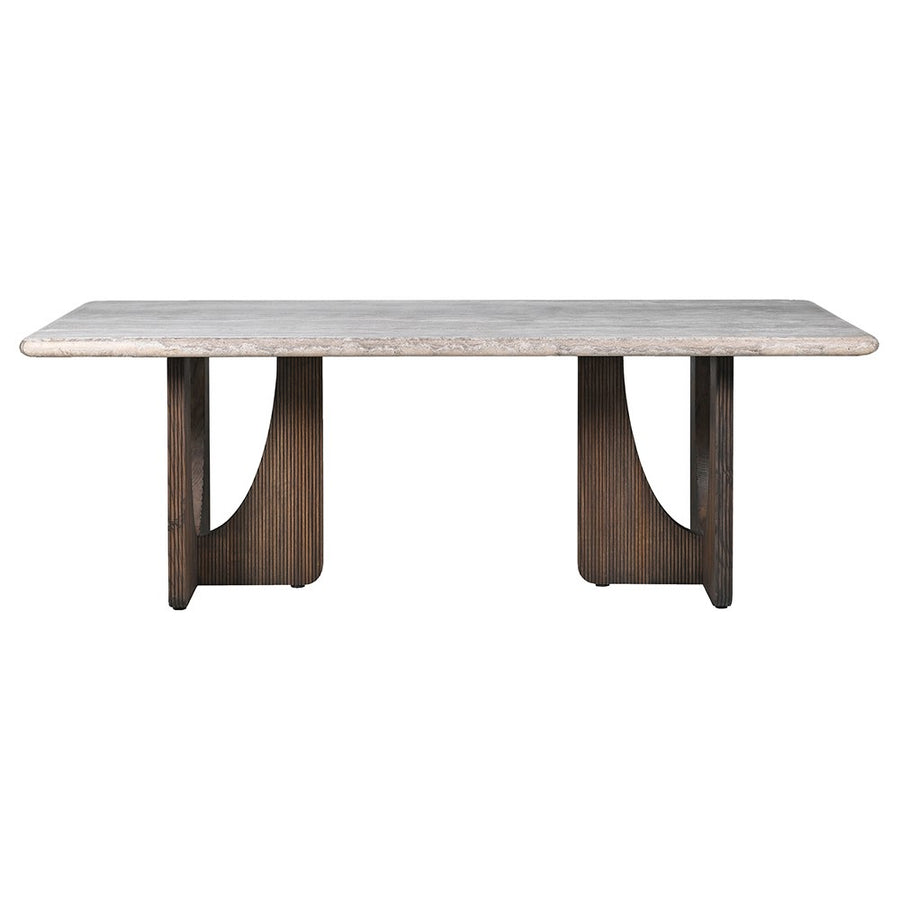 Trece Grey Dining Table – Elegant Travertine and Ash Wood Design