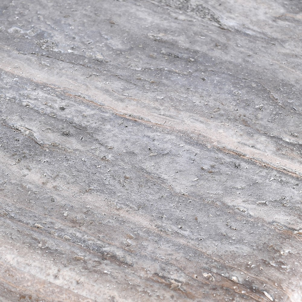 Trece Grey Dining Table – Elegant Travertine and Ash Wood Design - LUXONAS