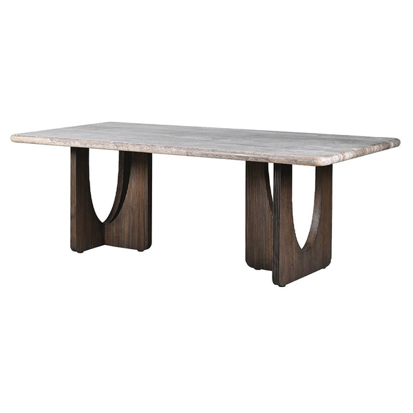 Trece Grey Dining Table – Elegant Travertine and Ash Wood Design