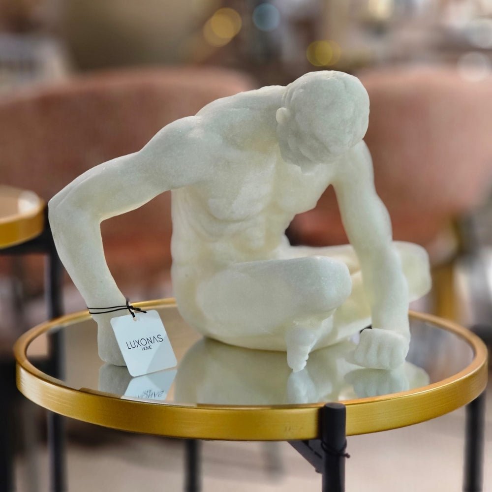 Troubled Sitting Man Sculpture - LUXONAS HOME