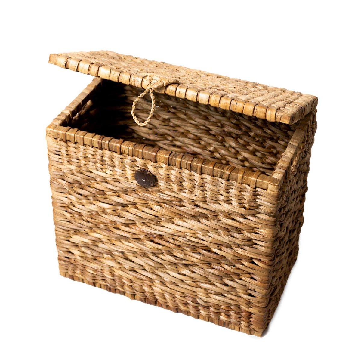 Trunk Basket | Laundry Basket with Lid KELANA made from Water Hyacinth (2 sizes) - LUXONAS HOME