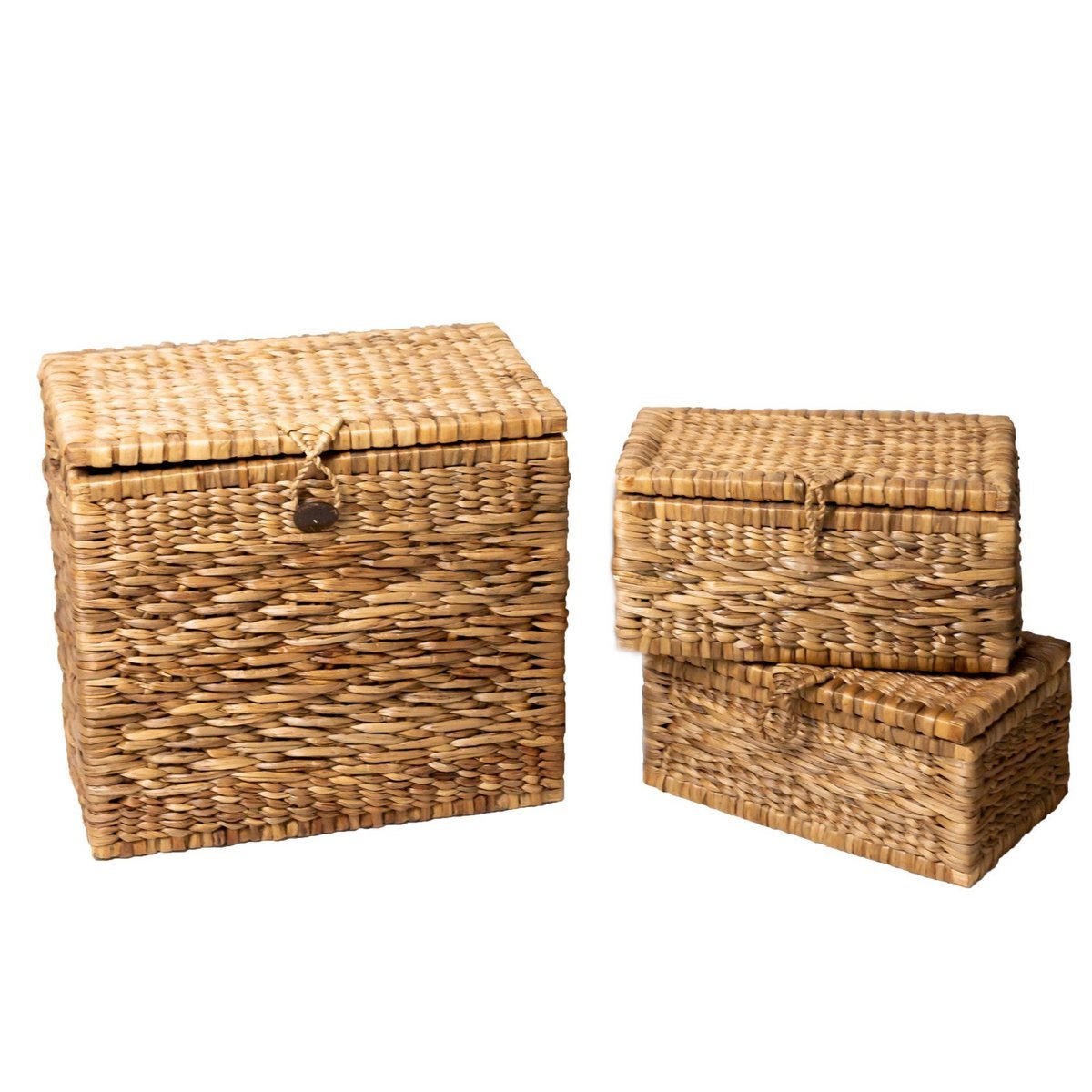 Trunk Basket | Laundry Basket with Lid KELANA made from Water Hyacinth (2 sizes) - LUXONAS HOME