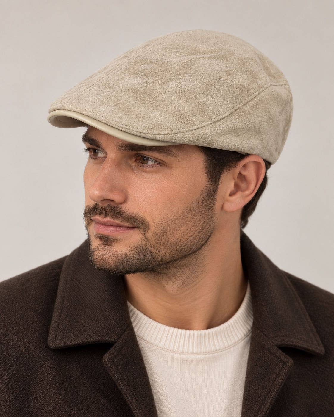 Unisex newsboy cap suede-effect F60685: BEIGE