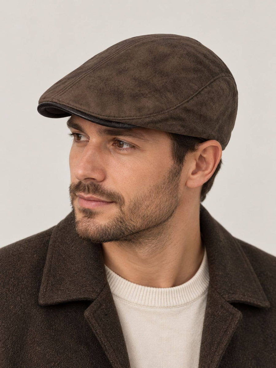 Unisex Newsboy Cap Suede-Effect F60685 — Brown