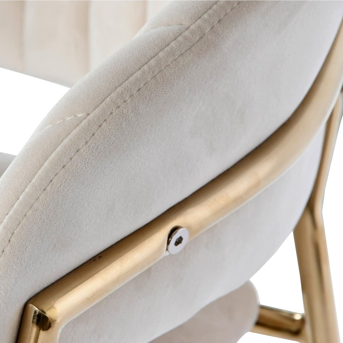 Velvet Cream Bar Stool w/Rose Gold Legs - LUXONAS