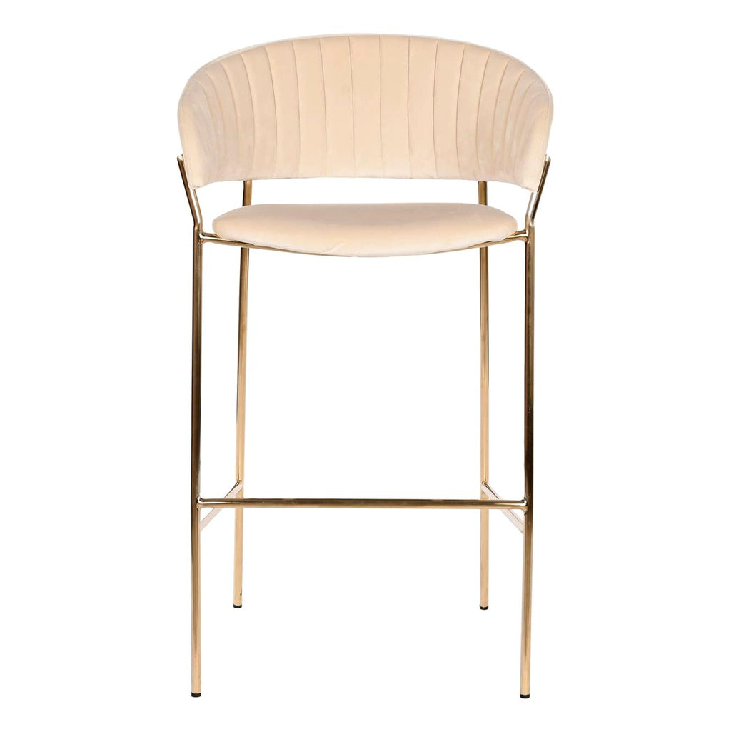 Velvet Cream Bar Stool w/Rose Gold Legs - LUXONAS
