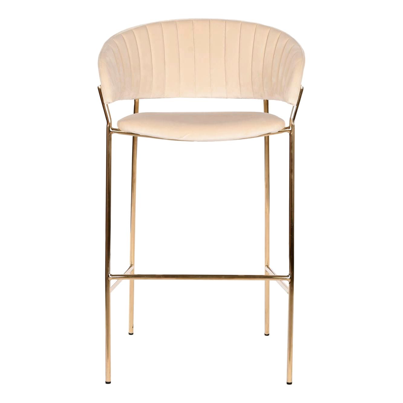 Velvet Cream Bar Stool w/Rose Gold Legs - LUXONAS