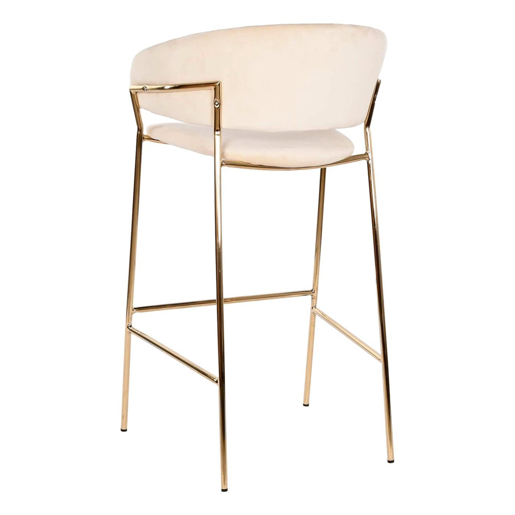 Velvet Cream Bar Stool w/Rose Gold Legs - LUXONAS