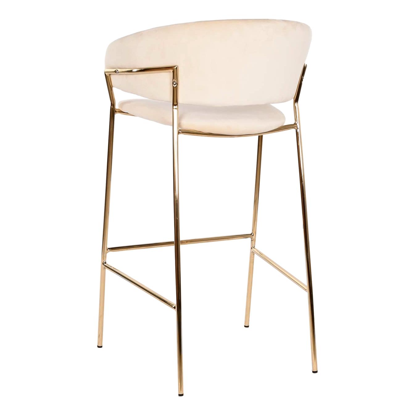 Velvet Cream Bar Stool w/Rose Gold Legs - LUXONAS