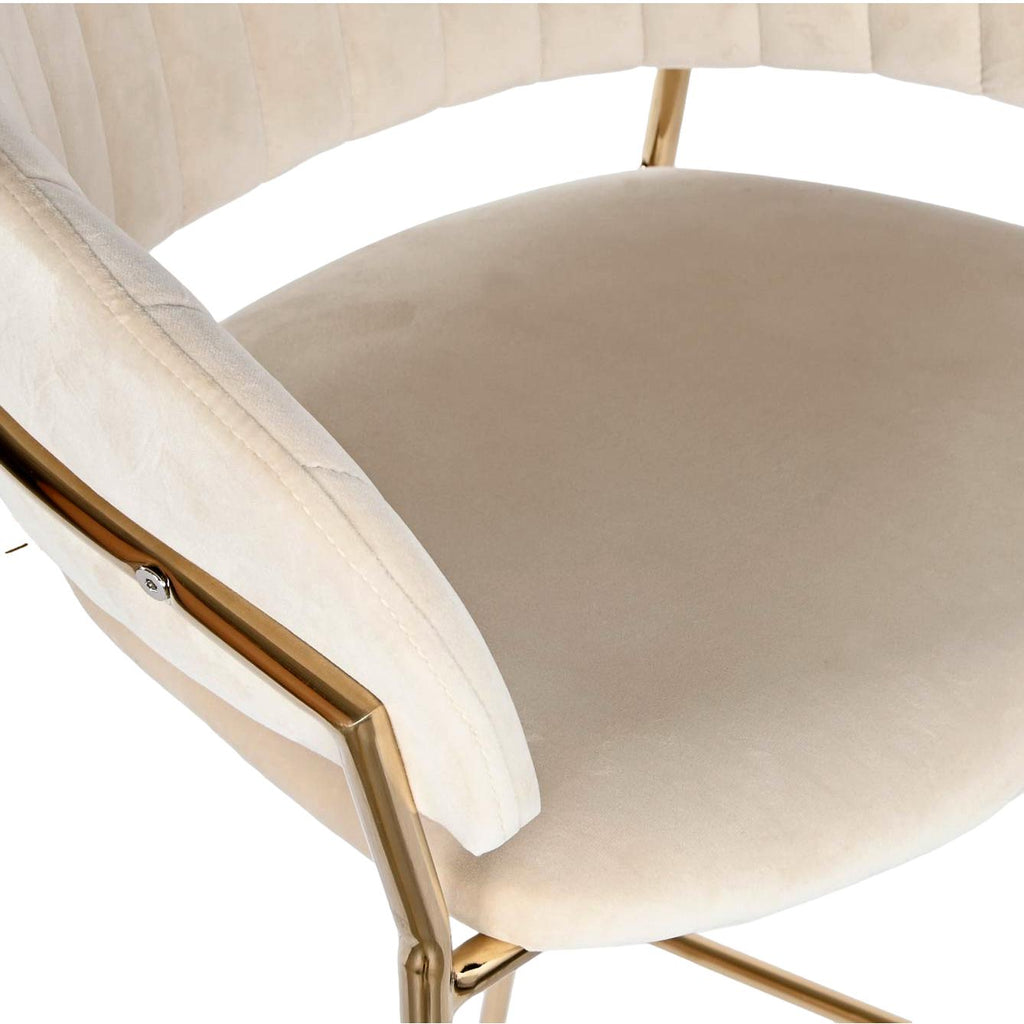 Velvet Cream Bar Stool w/Rose Gold Legs - LUXONAS