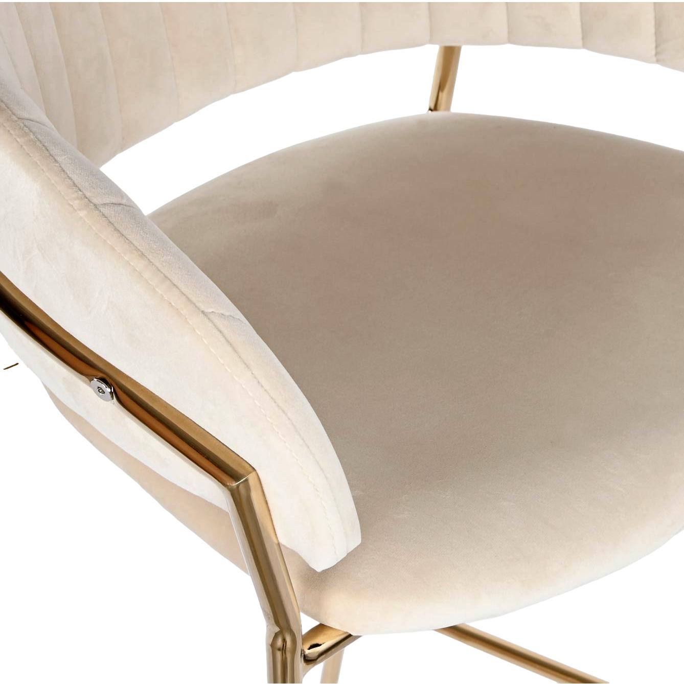 Velvet Cream Bar Stool w/Rose Gold Legs - LUXONAS