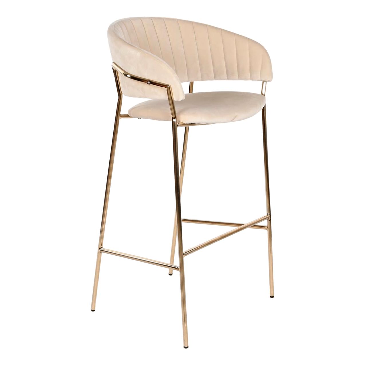 Velvet Cream Bar Stool with Rose Gold Legs