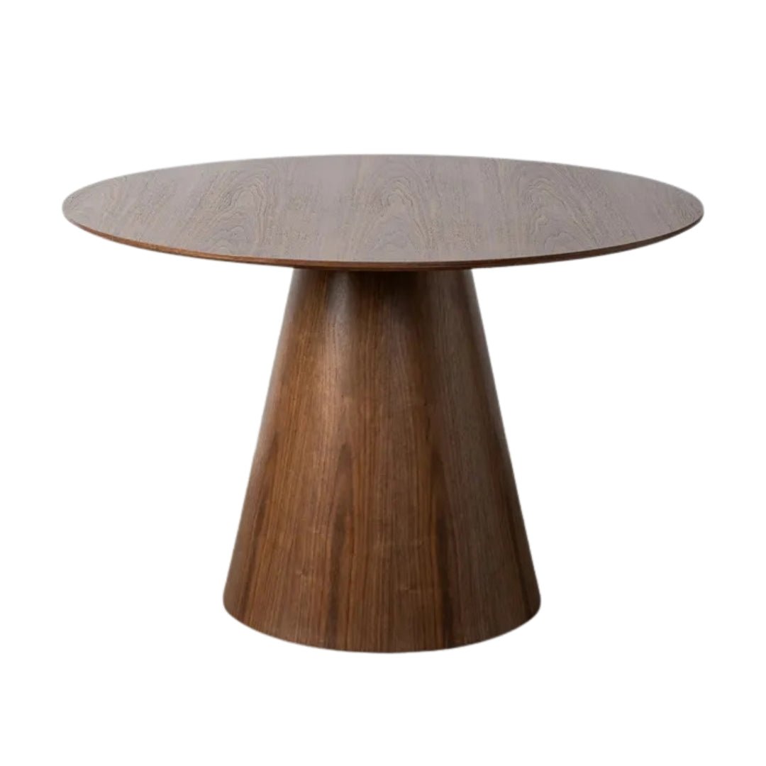 Veneered Brown Round Dining Table - LUXONAS