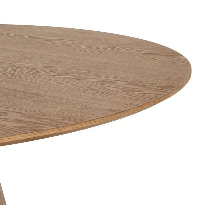 Veneered Brown Round Dining Table - LUXONAS
