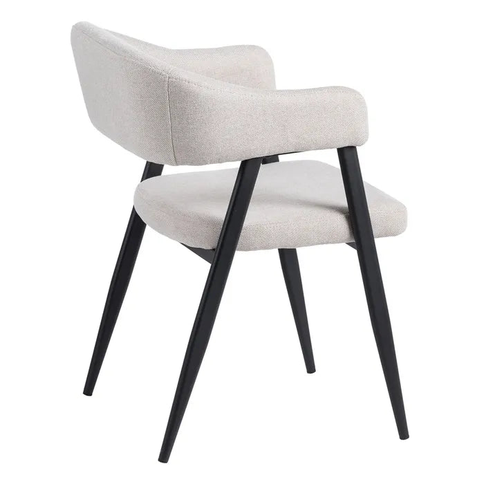 Vibrance Fabric Cream Metal Dining Chair