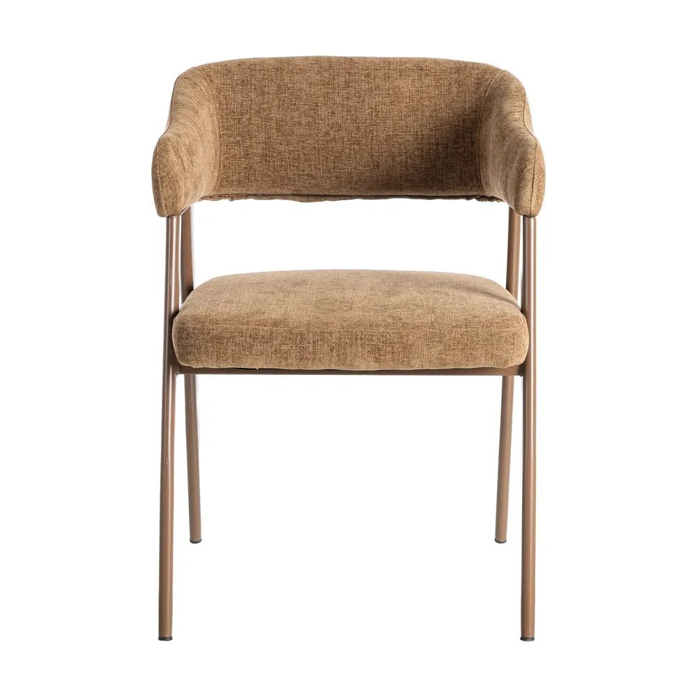 Vibrance Ochre Fabric Dining Chair with Metal Legs - LUXONAS HOME