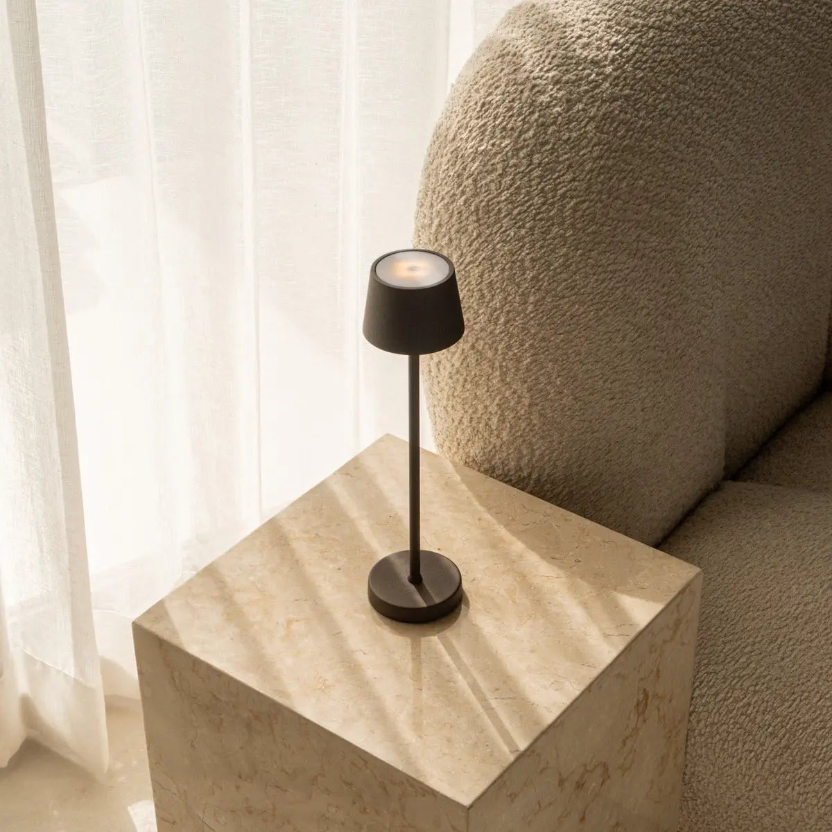 Vondel Mini Mocha Brown Cordless Lamp | Dimmable & Perfect for Hospitality Industry - LUXONAS HOME