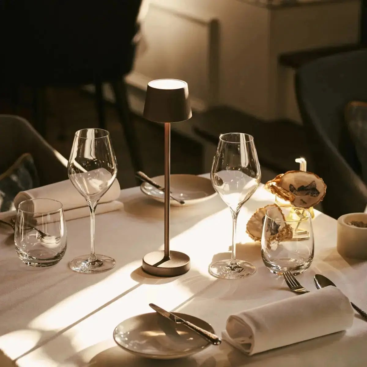 Vondel Mini Mocha Brown Cordless Lamp | Dimmable & Perfect for Hospitality Industry - LUXONAS HOME