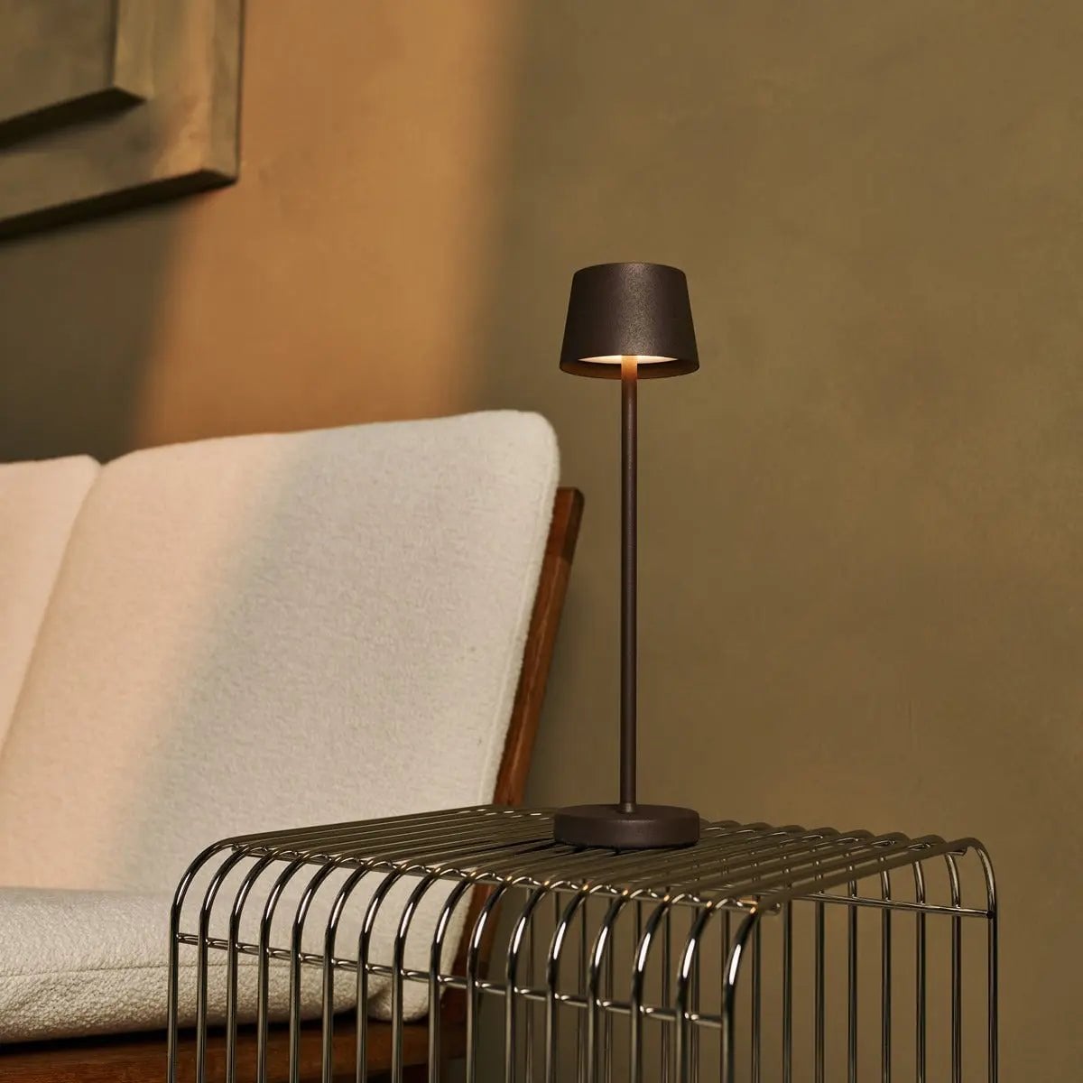 Vondel Mini Mocha Brown Cordless Lamp | Dimmable & Perfect for Hospitality Industry - LUXONAS HOME