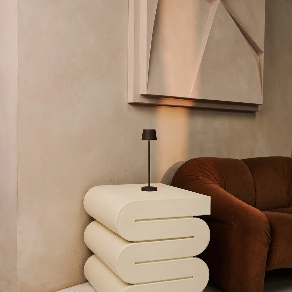 Vondel Mini Mocha Brown Cordless Lamp | Dimmable & Perfect for Hospitality Industry - LUXONAS HOME