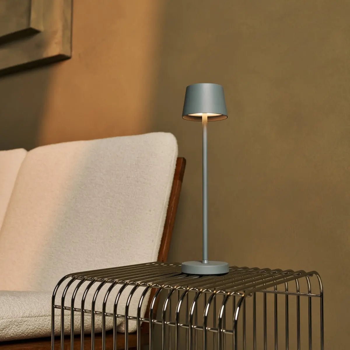Vondel Mini Mouse Grey Cordless Lamp | Dimmable & Perfect for Hospitality Industry - LUXONAS HOME