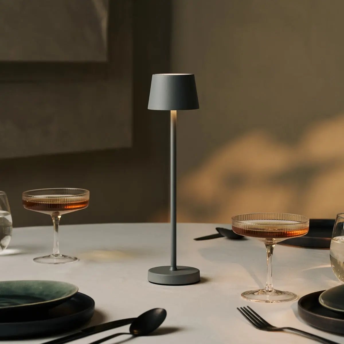 Vondel Mini Mouse Grey Cordless Lamp | Dimmable & Perfect for Hospitality Industry - LUXONAS HOME