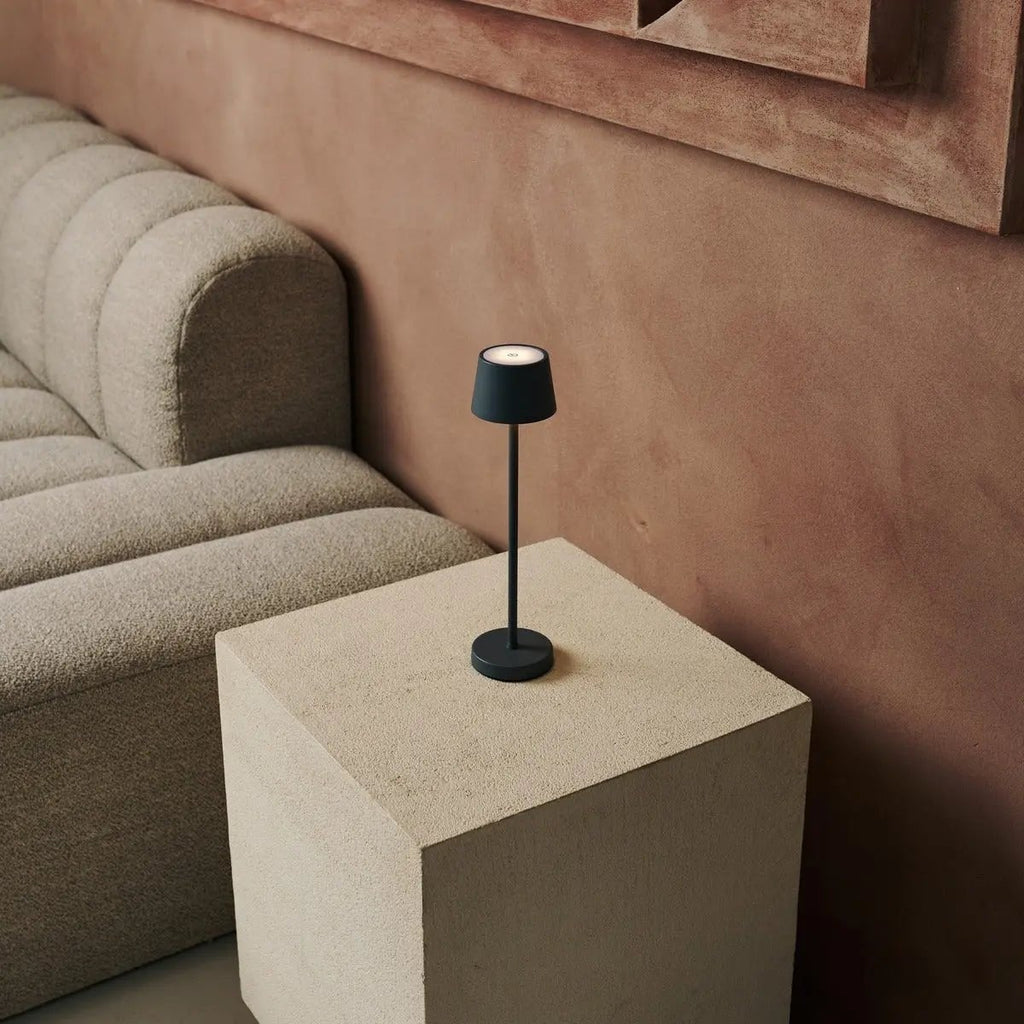 Vondel Mini Stone Grey Cordless Lamp | Dimmable & Perfect for Hospitality Industry - LUXONAS HOME