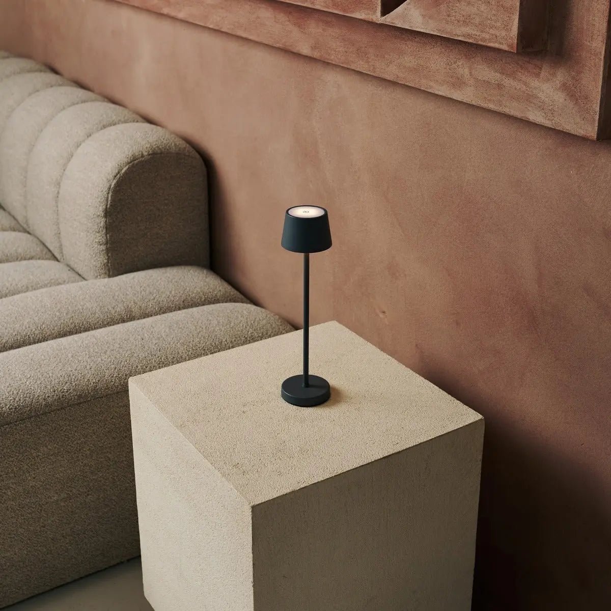 Vondel Mini Stone Grey Cordless Lamp | Dimmable & Perfect for Hospitality Industry - LUXONAS HOME