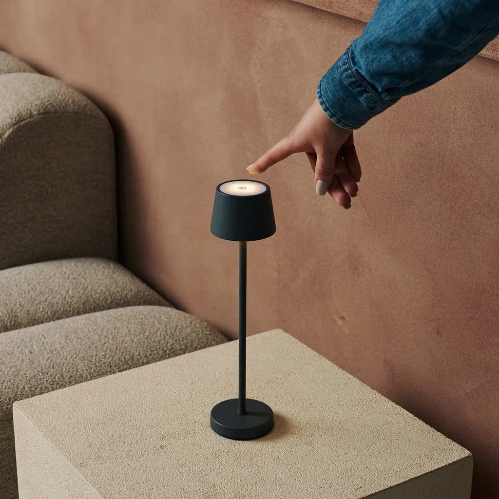 Vondel Mini Stone Grey Cordless Lamp | Dimmable & Perfect for Hospitality Industry - LUXONAS HOME