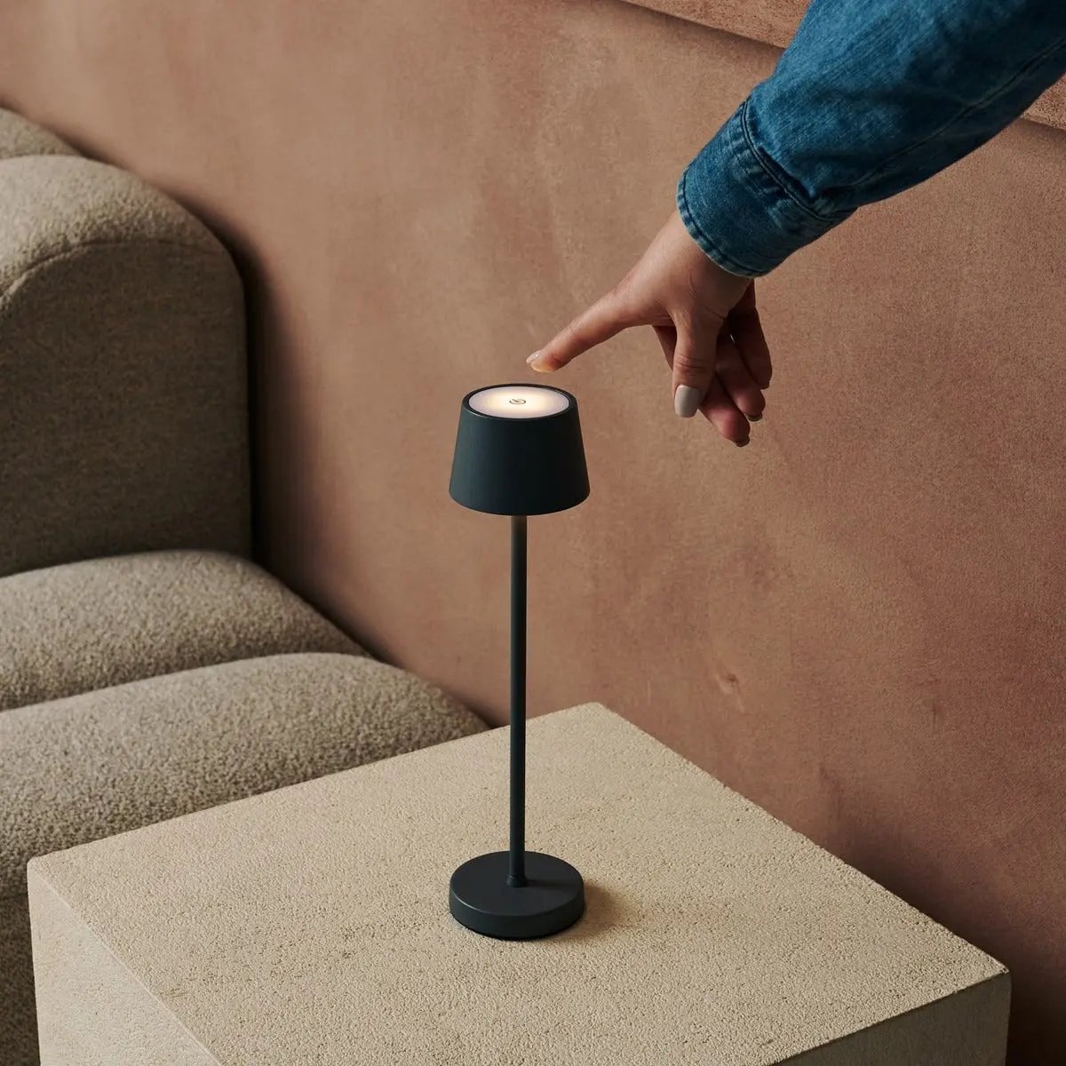 Vondel Mini Stone Grey Cordless Lamp | Dimmable & Perfect for Hospitality Industry - LUXONAS HOME