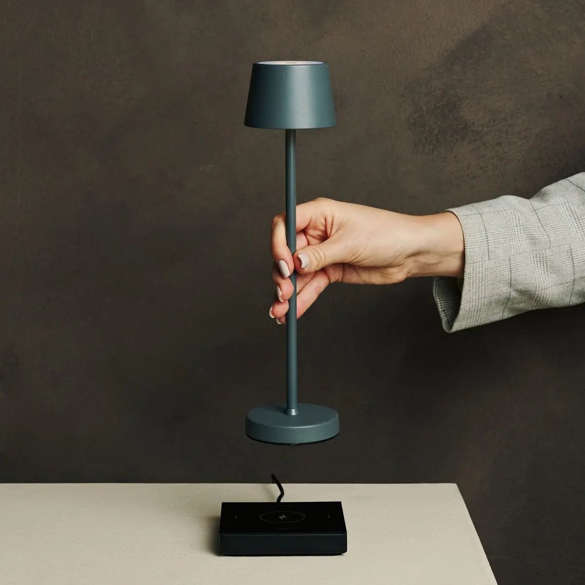 Vondel Mini Stone Grey Cordless Lamp | Dimmable & Perfect for Hospitality Industry - LUXONAS HOME
